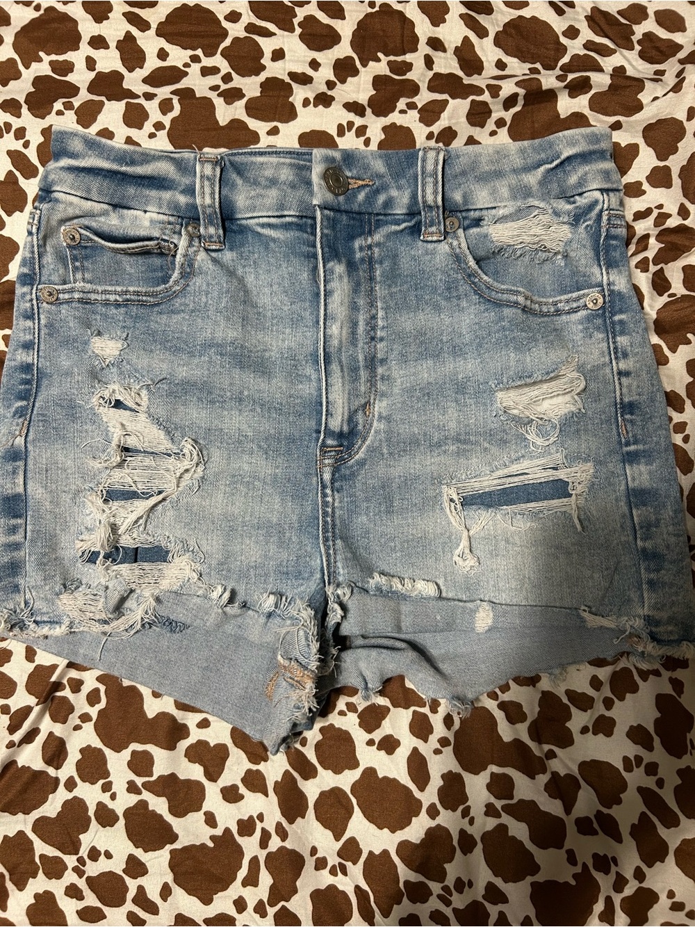 American Eagle Outfitters Light Blue Distressed Denim Cutoff Shorts